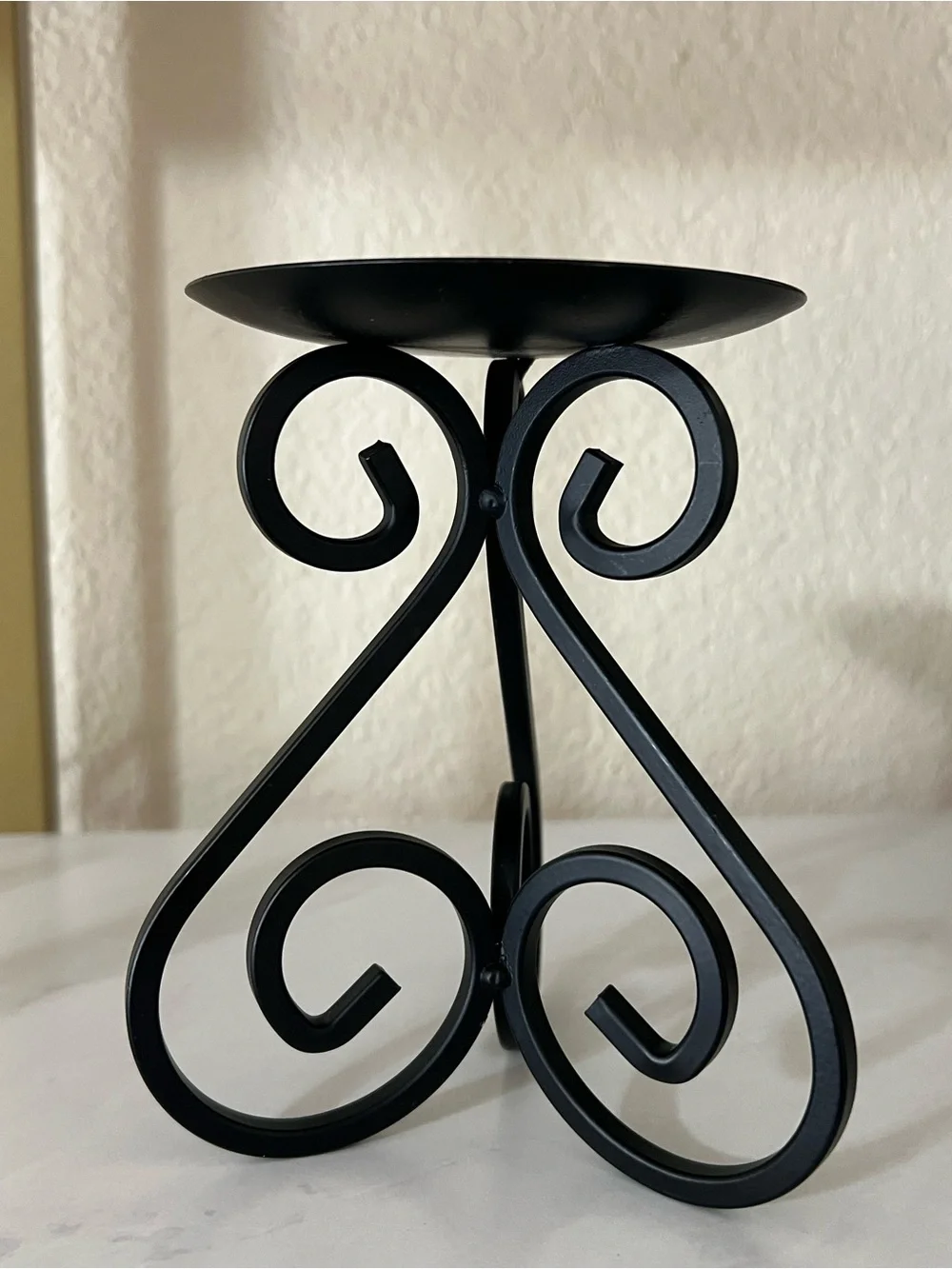 3 Black Decorative Scroll Wrought Iron Candle Stands
